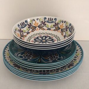 Zak Designs 12 Piece Melamine Plate and Bowl Set